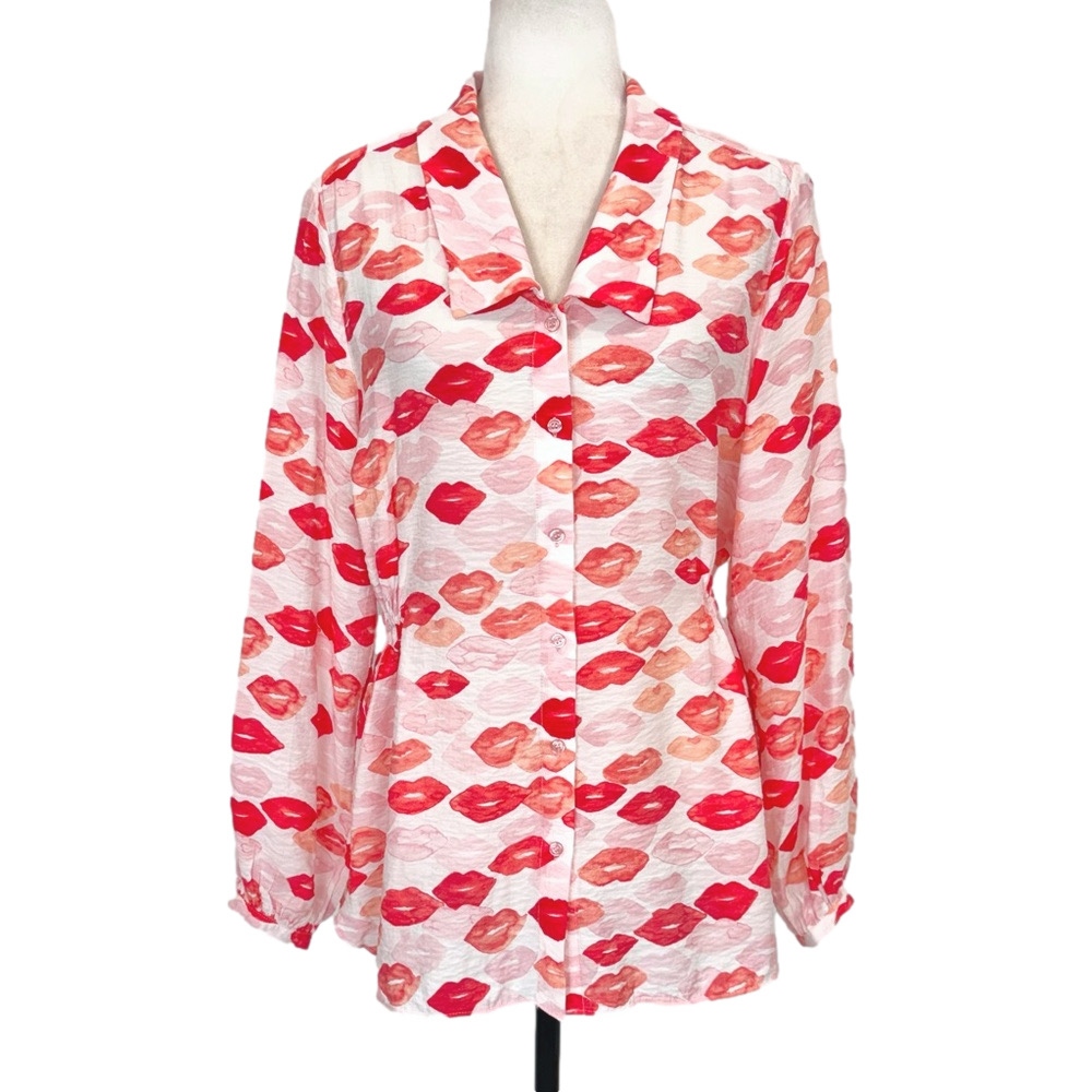 InWear red lip kiss motif shirt